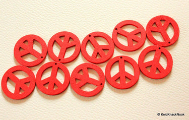 10 x Red Peace Wood Beads 24mm